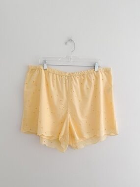 A New Day Yellow Eyelet Sleep Shorts XXL Lightweight Cotton Lounge Cottagecore